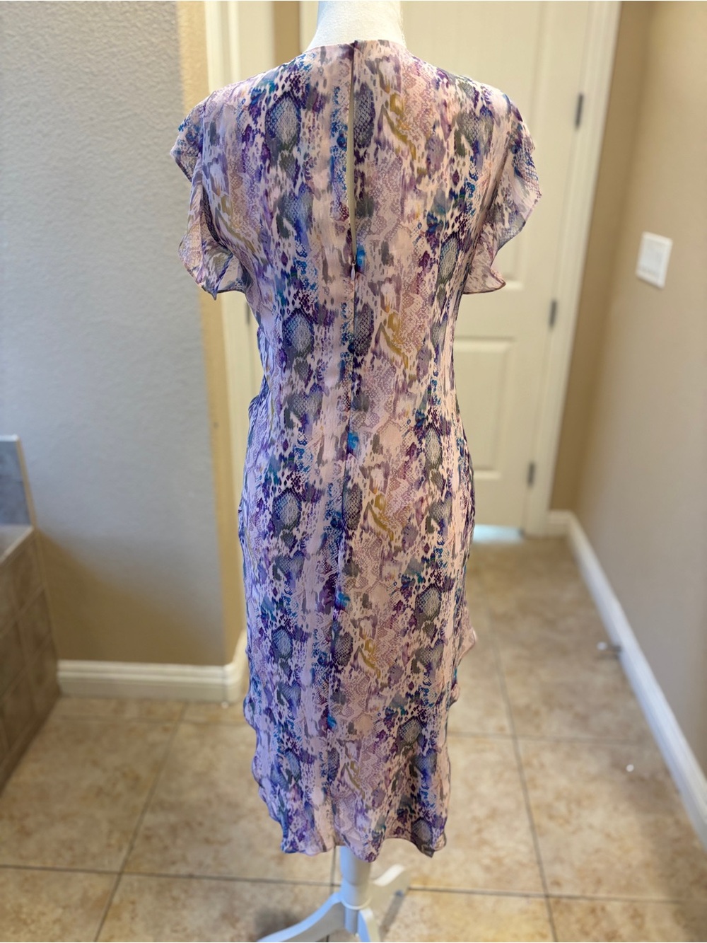 AllSaints Lavender Floral Wrap Midi Dress - Picture 4 of 4